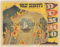 8k0882 DUMBO LC 1941 he's trapped high up in burning building, Walt Disney cartoon classic!