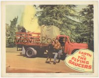 8k0556 EARTH VS. THE FLYING SAUCERS LC 1956 Hugh Marlowe & Joan Taylor fleeing truck, classic!