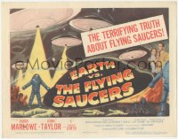 8k0549 EARTH VS. THE FLYING SAUCERS TC 1956 Harryhausen sci-fi classic, cool art of UFOs & aliens!