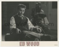 8k0885 ED WOOD LC 1994 best portrait of Johnny Depp as the director sitting by camera on movie set!