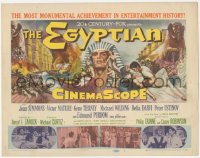 8k0597 EGYPTIAN TC 1954 artwork of Jean Simmons, Victor Mature & Gene Tierney in ancient Egypt!