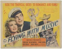 8k0601 FLYING WITH MUSIC TC 1942 Woodworth, ride the tropical skies to romance and song, Hal Roach!