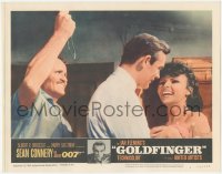8k0931 GOLDFINGER LC #7 1964 man attacks Sean Connery, who is distracted by sexy Nadja Regin!