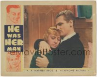 8k0510 HE WAS HER MAN LC 1934 close up of James Cagney embracing sad Joan Blondell, ultra rare!