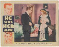 8k0511 HE WAS HER MAN LC 1934 c/u of James Cagney with pretty Joan Blondell in bedroom, ultra rare!