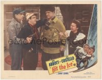 8k0967 HIT THE ICE LC #5 R1949 Abbott & Costello holding Joe Sawyer at gunpoint by Ginny Simms!