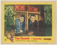 8k0972 HOUND OF THE BASKERVILLES LC #5 1959 close up of Christopher Lee & Andre Morell at window!