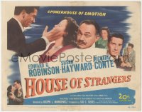 8k0617 HOUSE OF STRANGERS TC 1949 Edward G. Robinson, Richard Conte slapping Susan Hayward!