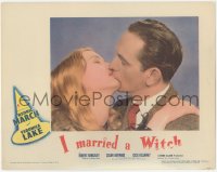 8k0981 I MARRIED A WITCH LC 1942 best romantic c/u of sexy Veronica Lake kissing Fredric March!