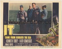 8k1003 IT CAME FROM BENEATH THE SEA LC 1955 Ray Harryhausen, deep sea divers prepare to go after it!