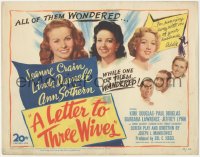 8k0640 LETTER TO THREE WIVES TC 1949 Jeanne Crain, Linda Darnell, Sothern, & a young Kirk Douglas!