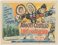 8k0642 LOST IN ALASKA TC 1952 art of Bud Abbott & Lou Costello with Mitzi Green on ice!
