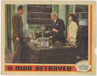 8k1062 MAN BETRAYED LC 1941 attorney John Wayne in office with Frances Dee & Edward Ellis!