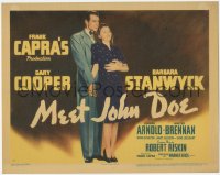 8k0650 MEET JOHN DOE TC 1941 Frank Capra, c/u of Gary Cooper & Barbara Stanwyck, linen 1st release!