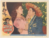8k1081 MEXICAN HAYRIDE LC #4 1948 close up of Lou Costello in sombrero with pretty Luba Malina!