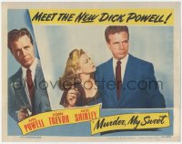 8k1088 MURDER, MY SWEET LC 1944 best c/u of Dick Powell as Chandler's Philip Marlow w/Claire Trevor!