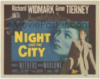 8k0658 NIGHT & THE CITY TC 1950 Jules Dassin, wrestling promoter Richard Widmark, sexy Gene Tierney!