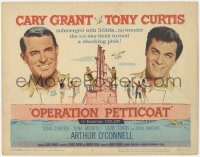 8k0661 OPERATION PETTICOAT TC 1959 great artwork of Cary Grant & Tony Curtis on pink submarine!