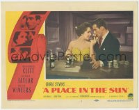 8k1129 PLACE IN THE SUN LC #5 1951 romantic c/u of Montgomery Clift & sexy Elizabeth Taylor at bar!