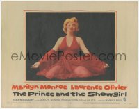 8k1139 PRINCE & THE SHOWGIRL LC #8 1957 classic c/u of sexiest Marilyn Monroe kneeling in red dress!