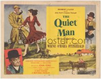 8k0672 QUIET MAN TC 1951 great art of John Wayne & Maureen O'Hara & photo montage, John Ford classic!