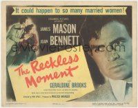 8k0673 RECKLESS MOMENT TC 1949 super close up of James Mason, Joan Bennett, directed by Max Ophuls!