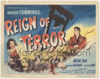 8k0676 REIGN OF TERROR TC 1949 Bob Cummings, Arlene Dahl, cool art of top stars & guillotine!