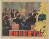 8k1156 ROBERTA LC 1935 Irene Dunne in cool outfit & tiara gives speech at dinner party!