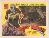 8k0530 ROBOT MONSTER 3D LC #3 1953 Gregory Moffett at edge of cave w/ equipment, wacky border art!