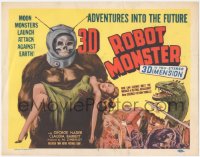 8k0525 ROBOT MONSTER 3D TC 1953 3-D, the worst movie ever, great wacky art of the beast carrying girl!