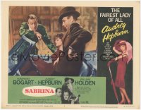 8k1162 SABRINA LC #5 R1965 Audrey Hepburn between William Holden & Humphrey Bogart in convertible!