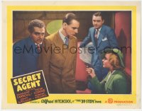8k1174 SECRET AGENT LC 1936 Robert Young by Madeleine Carroll pointing gun at Peter Lorre & Gielgud!