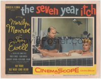 8k1175 SEVEN YEAR ITCH LC #6 1955 Billy Wilder, Moore & Marilyn Monroe w/ toe caught in tub!