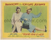 8k1189 SOME LIKE IT HOT LC #3 1959 best close portrait of Tony Curtis & Jack Lemmon in drag!