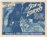 8k0692 SON OF ZORRO chapter 2 TC 1947 Republic serial, c/u of the masked hero, The Deadly Millstone!