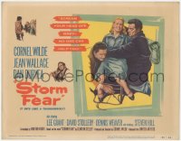 8k0695 STORM FEAR TC 1956 Cornel Wilde & Dan Duryea want Jean Wallace to scream her head off!