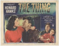 8k0545 THING LC #3 1951 Howard Hawks classic, romantic c/u of Kenneth Tobey & Margaret Sheridan!