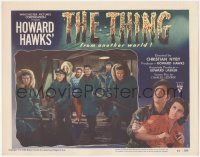8k0547 THING LC #6 1951 Howard Hawks classic horror, Margaret Sheridan stands behind men w/ weapons!