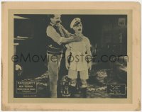 8k1227 THREE FOOLISH WEEKS LC 1924 great image of giant man choking cross-eyed Ben Turpin!