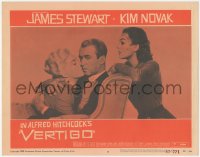 8k1265 VERTIGO LC #6 1958 Hitchcock, James Stewart hugs blonde Kim Novak with brunette Kim behind!