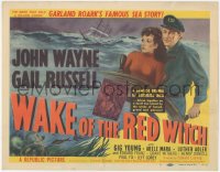 8k0719 WAKE OF THE RED WITCH TC 1949 art of John Wayne & Gail Russell at ship's wheel!