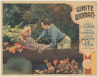 8k1284 WHITE WOMAN LC 1933 c/u of Kent Taylor finding sexiest Carole Lombard in canoe irresistible!