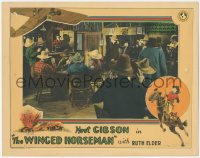 8k1292 WINGED HORSEMAN LC 1929 Hoot Gibson with two guns drawn in a crowded saloon, rare!