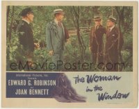 8k1298 WOMAN IN THE WINDOW LC 1944 Edward G. Robinson meeting Dan Duryea in the woods, Fritz Lang!