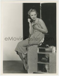 8m0315 VIRGINIA BRUCE deluxe 10x13 still 1930s talking on the phone while wearing only a towel!