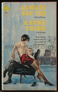 8m1090 ALWAYS SAY YES/A SURE THING paperback book 1967 Paul Rader art, how women rise in business!