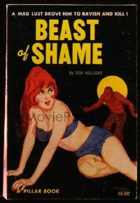 8m1091 BEAST OF SHAME paperback book 1964 a mad lust drove him to ravish and kill, love & death!