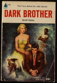 8m1104 DARK BROTHER paperback book 1954 their love defied the color barrier, great cover art!