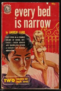 8m1109 EVERY BED IS NARROW/THE BEATNIKS paperback book 1962 Bonfils art, sordid scandalous affairs!