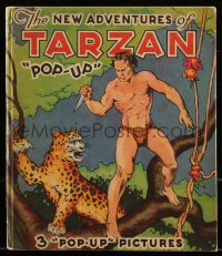 8m0937 NEW ADVENTURES OF TARZAN hardcover book 1935 includes three cool pop-up pictures, rare!